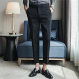 Men's British Business Slim Solid Color Casual Suit Pants