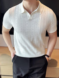 Thin Ice Silk Hollow Knit Polo Shirt