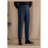 Italian Retro British Style Wool Herringbone Trousers