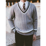 Men's Business Casual Vintage Color Block Sweater