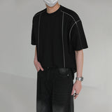 Round Neck Structured Clear Lines Loose T-shirt
