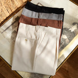Retro Elastic Waist Non-iron Business Slim Fit Trousers
