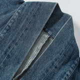 Vintage Washed Denim Cross Front Kimono Coat Harem Pants Two-piece set