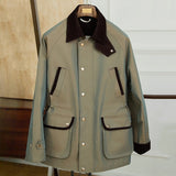 British Vintage Gradient Twill Gabardine Cotton Blend Waterproof Jacket