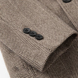 Men's Mid-length Tweed Trench Coat, Plaid Double-breasted Wool Overcoat, Vintage Winter Jacket