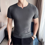 Breathable V-neck Ice Silk Short-sleeved T-shirt