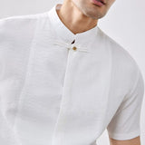 Stand Collar Button Down Short Sleeve Shirt