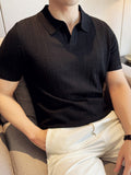 Thin Ice Silk Hollow Knit Polo Shirt