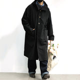 Men's Japanese Retro Hooded Coat, Over-the-knee Long Jacket, Streetwear Windbreaker