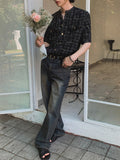 Loose Casual Striped Crew Neck Cardigan Shirt