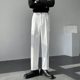 Men's Casual Trousers Drape Wide-leg Trousers Solid Color Straight-leg Trousers