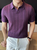 Thin Ice Silk Hollow Knit Polo Shirt
