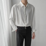 Men's Casual Loose Lapel Solid Color Long Sleeve Shirt