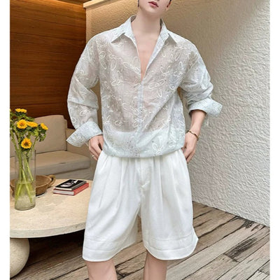 Embroidered Pullover Short-Length Long-Sleeve Shirt