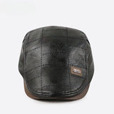 Warm Short Brim PU Leather Beret