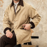 Men's Vintage Corduroy Lapel Gentleman's Trench Coat