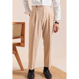 Summer Breathable Italian Double Pleated Naples Straight Trousers