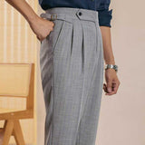Striped High Waist Slim Fit Paris Button Trousers