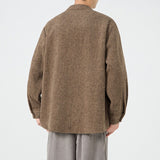 Men's Stand Collar Retro Jacket, Loose Fit Casual Coat, Vintage Style Fall Outerwear
