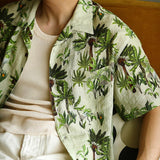 Retro Linen Banana Cuban Collar Short Sleeve Shirt