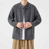 Men's Stand Collar Retro Jacket, Loose Fit Casual Coat, Vintage Style Fall Outerwear