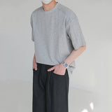 Round Neck Structured Clear Lines Loose T-shirt