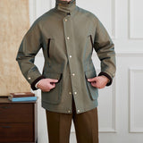 British Vintage Gradient Twill Gabardine Cotton Blend Waterproof Jacket