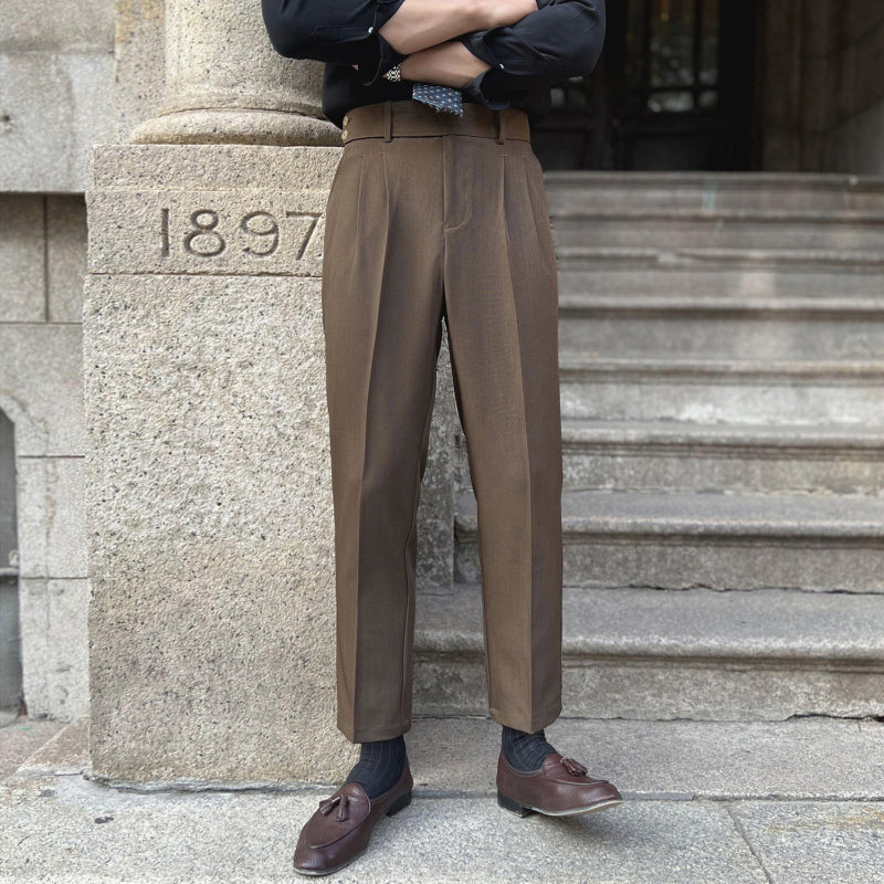 Men's British Business Casual Straight Leg Trousers High Waist Retro chicoud Men's British Business Casual Straight Leg Trousers High Waist Retro chicoud