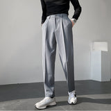 Men's Casual Trousers Drape Wide-leg Trousers Solid Color Straight-leg Trousers