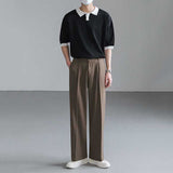 Men's Casual Loose Straight-leg Suit Pants Solid Color Drape Wide-leg Pants