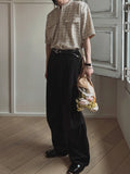 Loose Casual Striped Crew Neck Cardigan Shirt