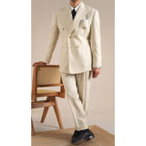 Italian Double-breasted Striped Business Casual Blazer