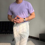 Solid Color Round Neck Seamless Short Sleeves
