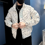 Men's Casual Stand Collar Printed Loose Jacket