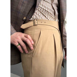 Drape High Waist Straight Vintage Trousers