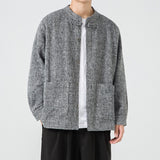 Men's Stand Collar Retro Jacket, Loose Fit Casual Coat, Vintage Style Fall Outerwear