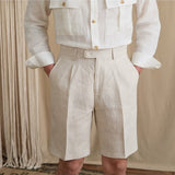 Breathable Linen Elastic High-Waisted Casual Shorts