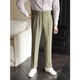 Men's Business Slim Retro Double Button Suit Pants