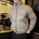 Men's Warm Stand Collar Winter Loose PU Leather Jacket