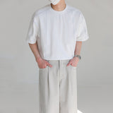 Round Neck Structured Clear Lines Loose T-shirt
