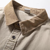 Men's Vintage Loose Fit Lapel Shirt, Casual Button Down Top, Retro Long Sleeve