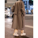 Men's British Style Hoodless Stand Collar Mid-length Coat
