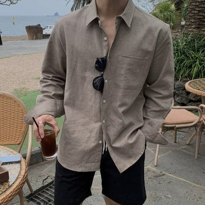Loose-Fit Long-Sleeve Linen Shirt