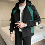 Men's Casual Loose Contrast Patchwork Hooded Jacket