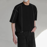 Round Neck Structured Clear Lines Loose T-shirt