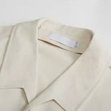 Drapey Ice Silk Short-Sleeve Shirt with Placket Detail