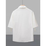 Drapey Ice Silk Short-Sleeve Shirt with Placket Detail