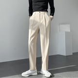 Men's Casual Trousers Drape Wide-leg Trousers Solid Color Straight-leg Trousers