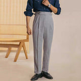 Striped High Waist Slim Fit Paris Button Trousers