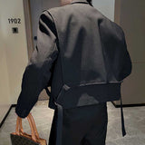 Men's Casual British Cropped Lapel Slim Jacket